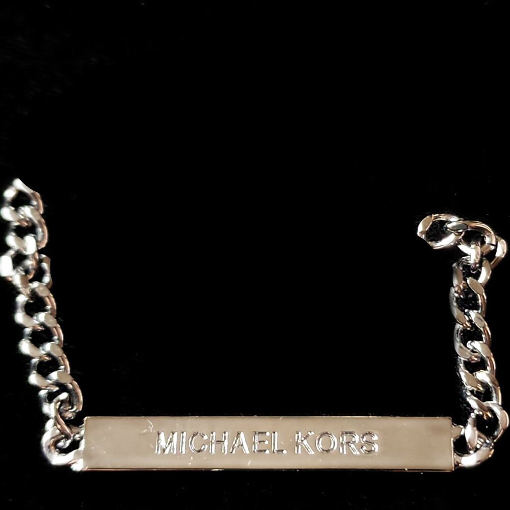 BN NamePlate Charm (only) Michael Kors Silver/Charcoal-like color (no end PCs)